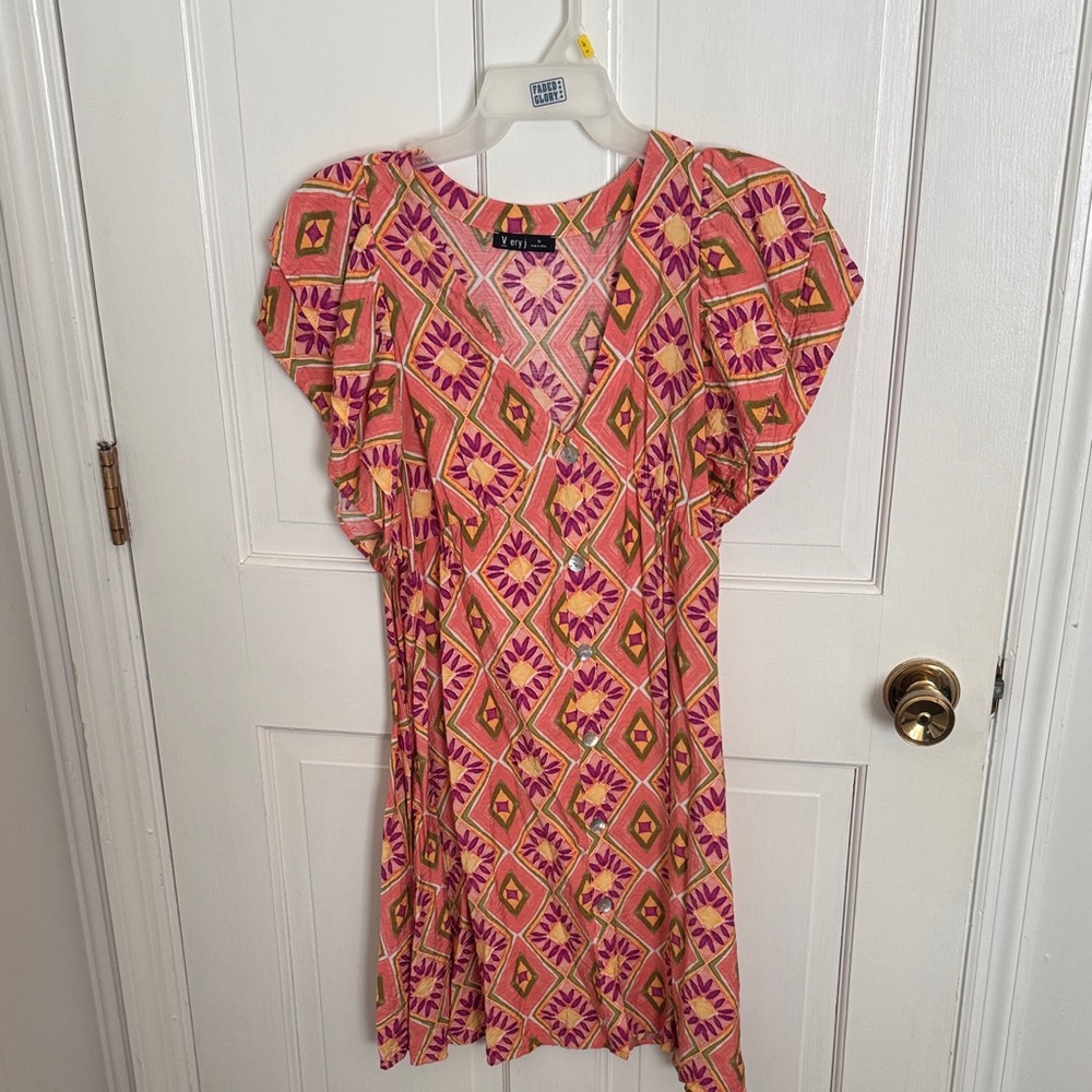 Very J Pink and Orange Geometric Dress